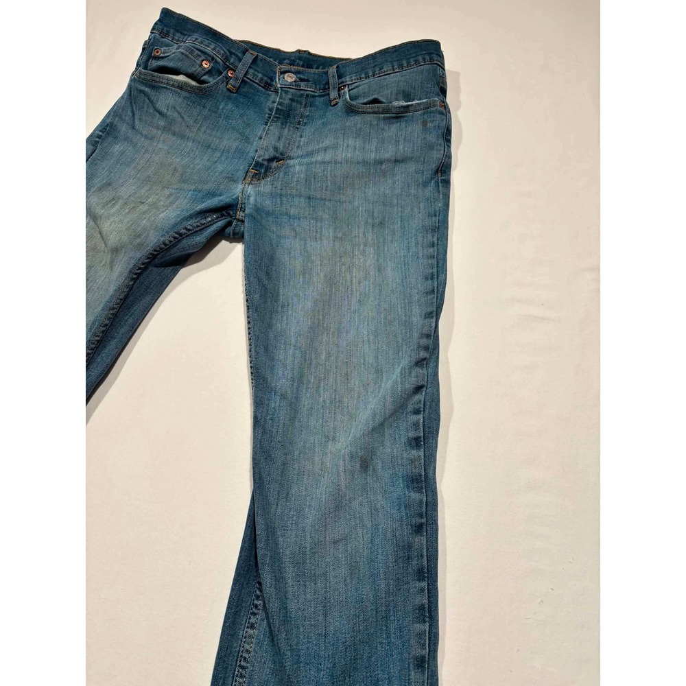 Levis 511 Slim Fit Mens Blue Jeans Medium Wash 34x30 Distressed Rip - Picture 3 of 8